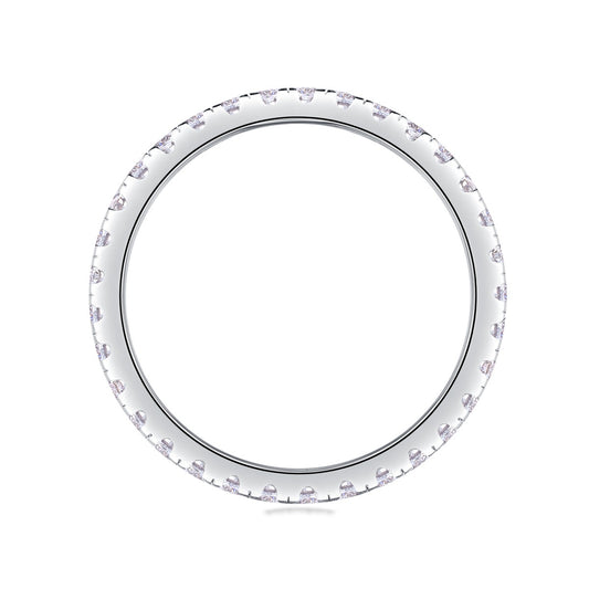 Petite Round Moissanite Full Eternity Band in 925 Sterling Silver