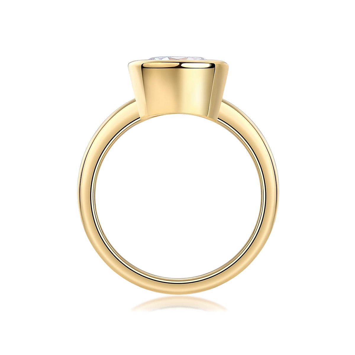 Round Moissanite Bezel Solitaire Ring in Gold-Plated 925 Silver