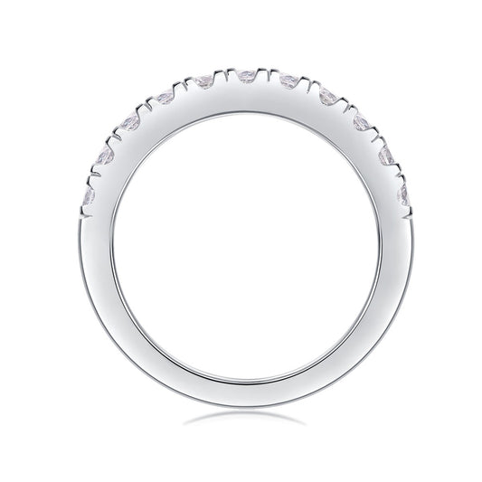 Round Moissanite Classic Pave Half-Eternity Band in 925 Silver