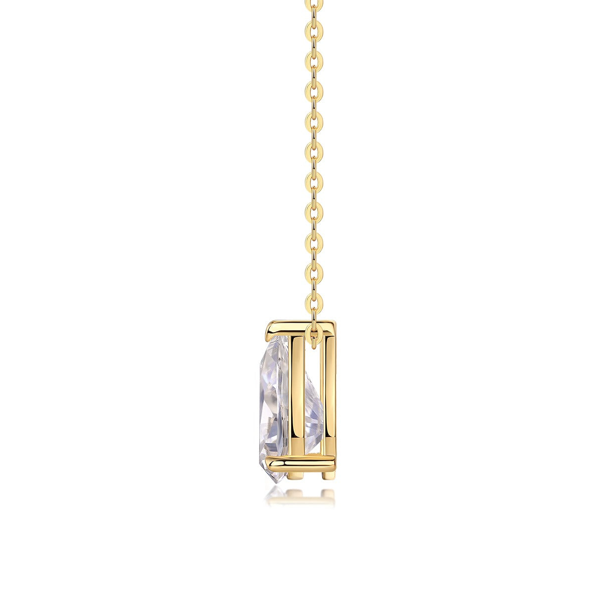 Pear Moissanite Solitaire Pendant Necklace in Gold-Plated 925 Silver