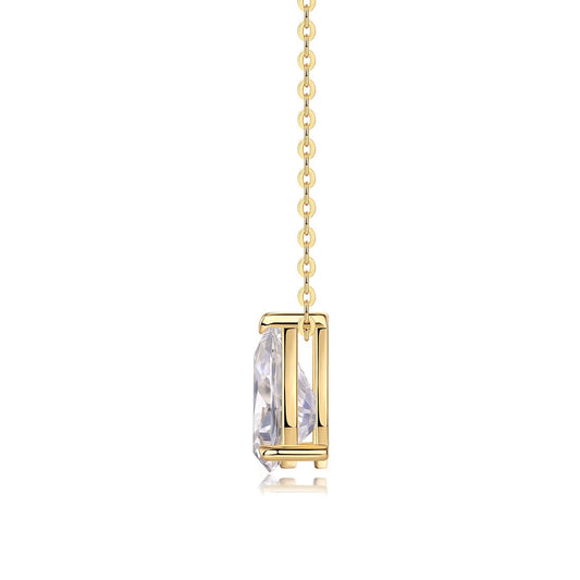 Pear Moissanite Solitaire Pendant Necklace in Gold-Plated 925 Silver
