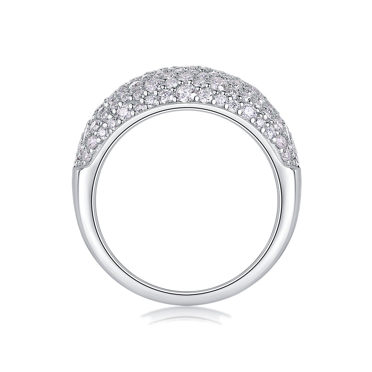Moissanite Pave Domed Cocktail Ring in 925 Sterling Silver
