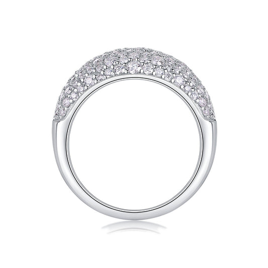 Moissanite Pave Domed Cocktail Ring in 925 Sterling Silver