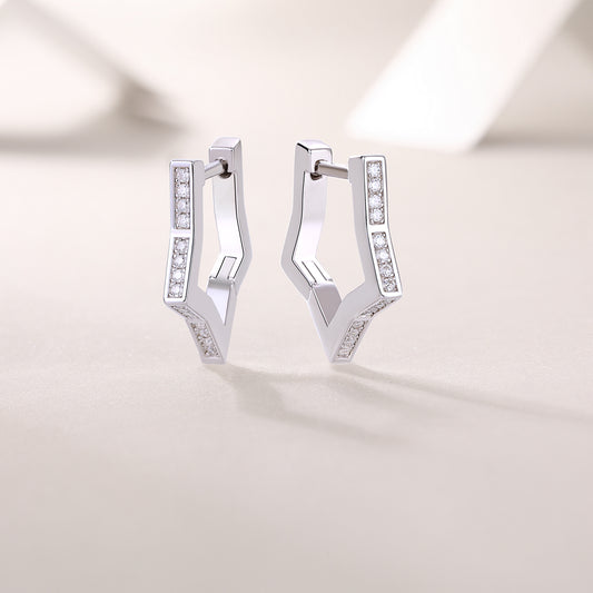 Moissanite Segmented Channel-Set Earrings in 925 Sterling Silver