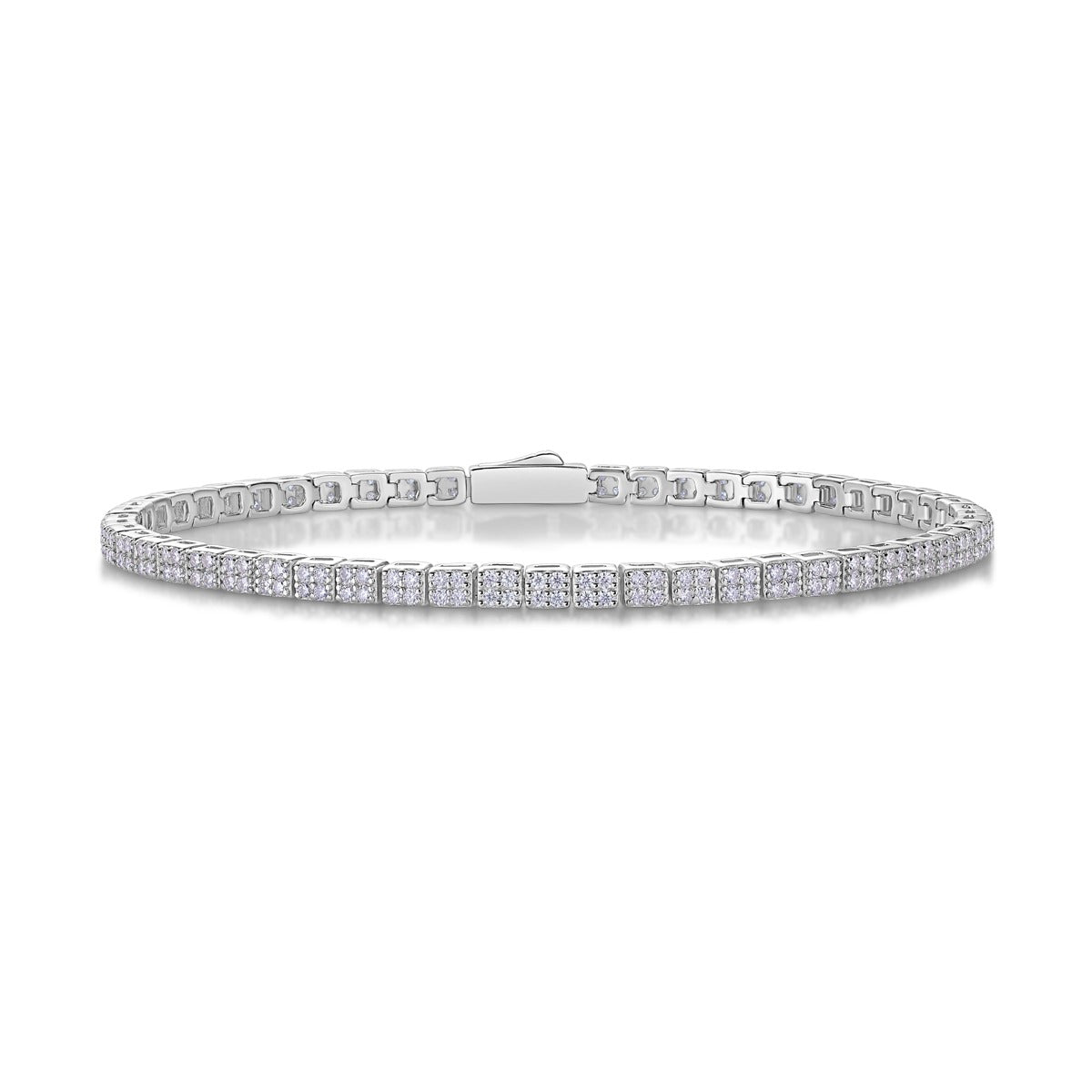 Square Moissanite Tennis Bracelet in 925 Sterling Silver