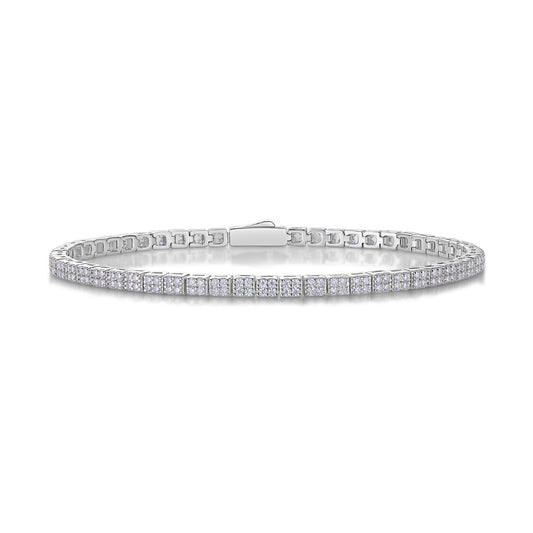 Square Moissanite Tennis Bracelet in 925 Sterling Silver