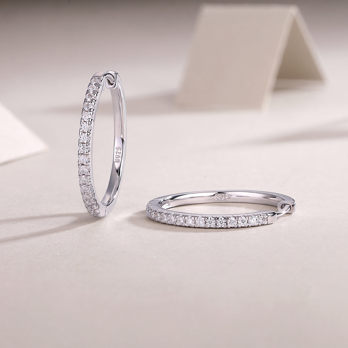 Moissanite Pave Front Hoop Earrings in 925 Sterling Silver