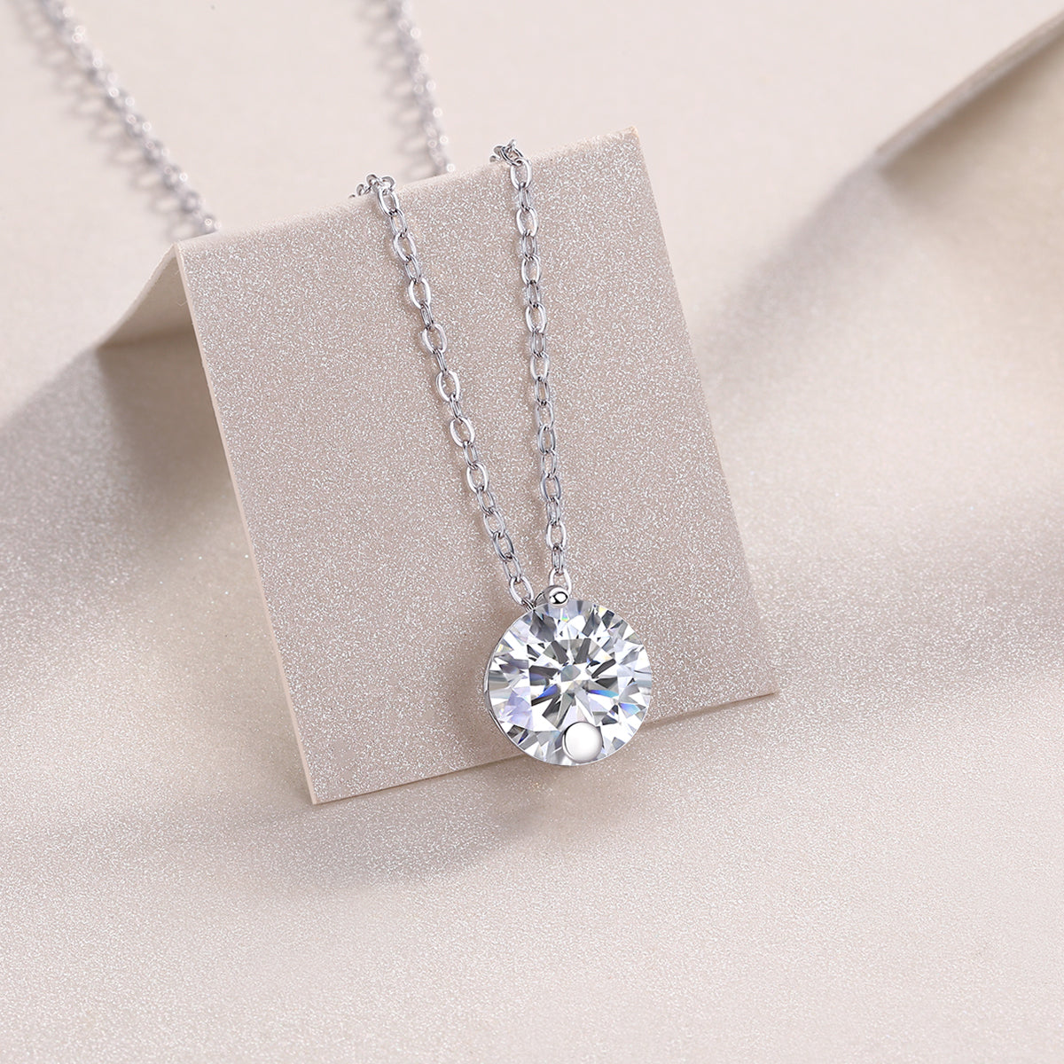 Round Moissanite Solitaire Pendant Necklace in 925 Sterling Silver