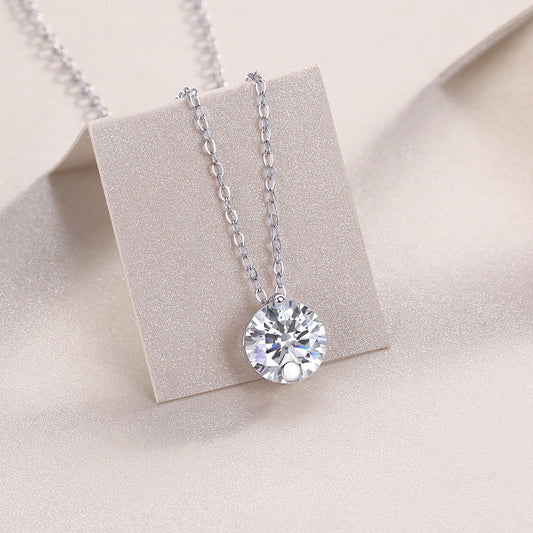 Round Moissanite Solitaire Pendant Necklace in 925 Sterling Silver