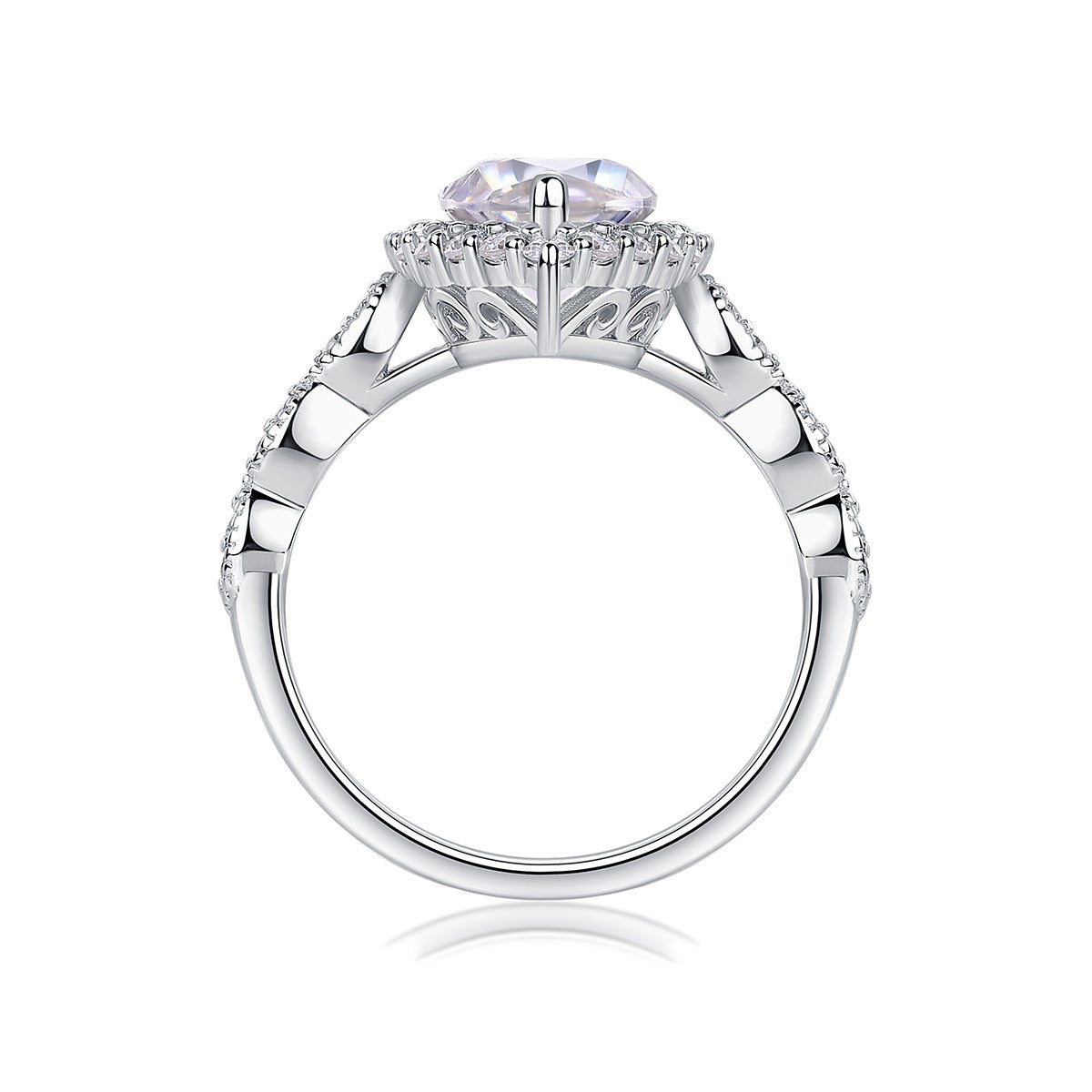 Marquise Moissanite Vintage-Style Halo Engagement Ring in 925 Silver