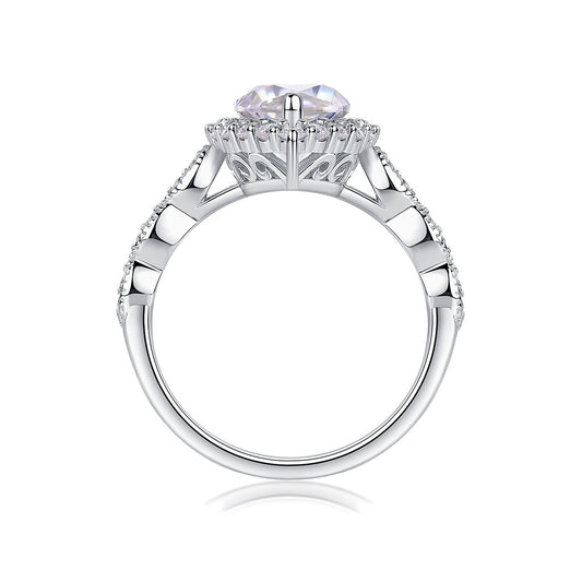Marquise Moissanite Vintage-Style Halo Engagement Ring in 925 Silver
