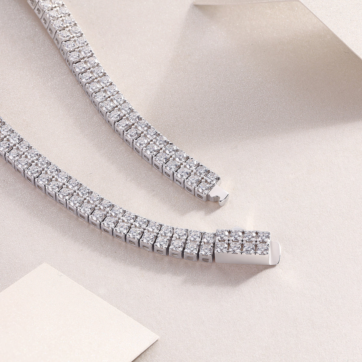 Two-Row Moissanite Tennis Bracelet in 925 Sterling Silver