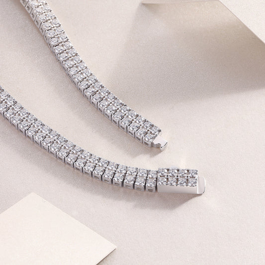 Two-Row Moissanite Tennis Bracelet in 925 Sterling Silver