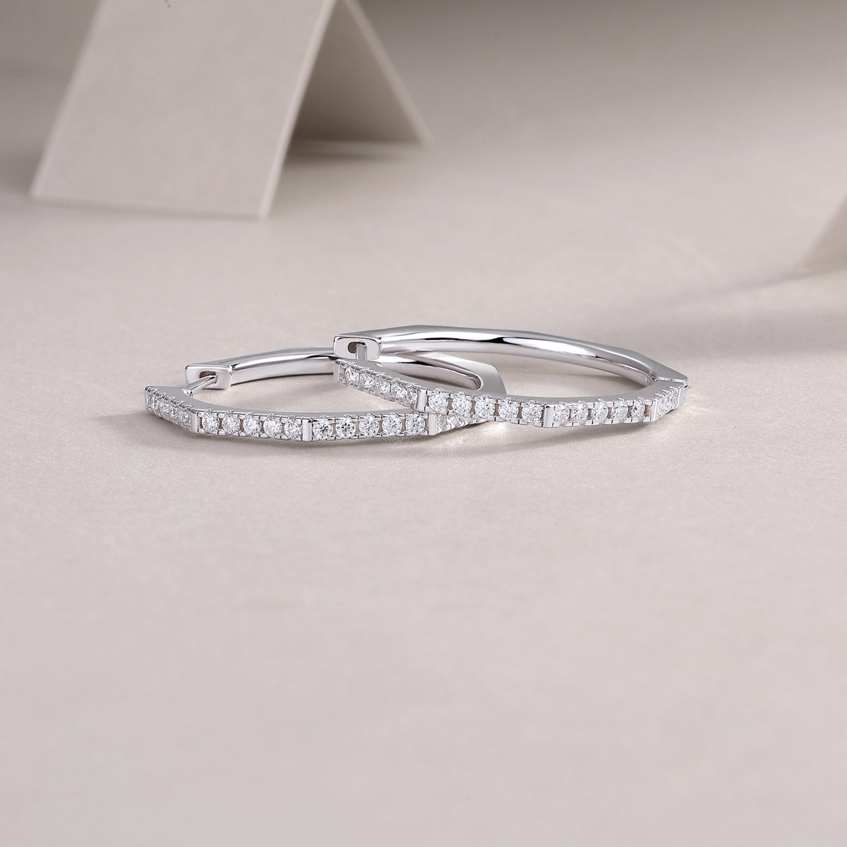 Moissanite Pave Large Hoop Earrings in 925 Sterling Silver