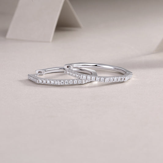 Moissanite Pave Large Hoop Earrings in 925 Sterling Silver