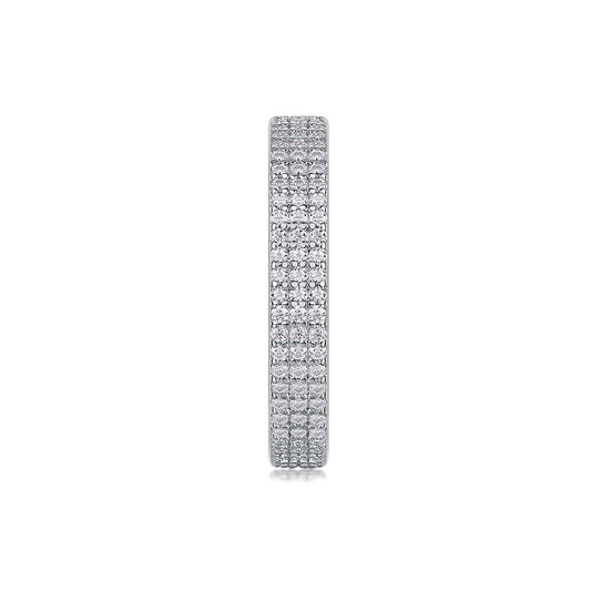 Moissanite Three-Row Pave Full Eternity Band in 925 Sterling Silver