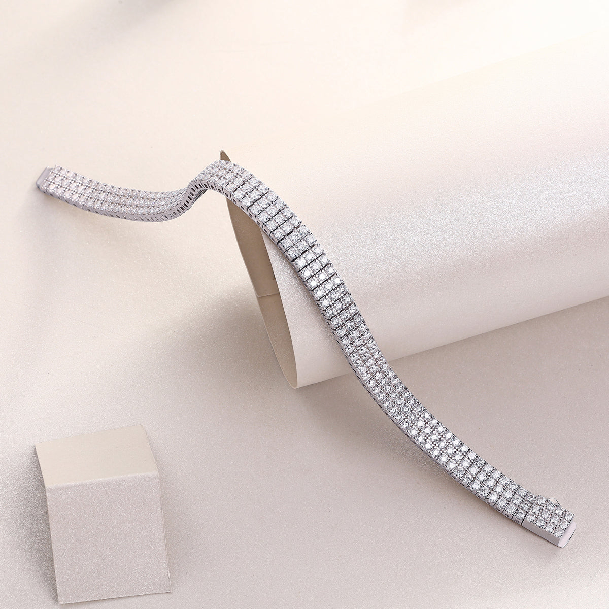 Three-Row Moissanite Tennis Bracelet in 925 Sterling Silver