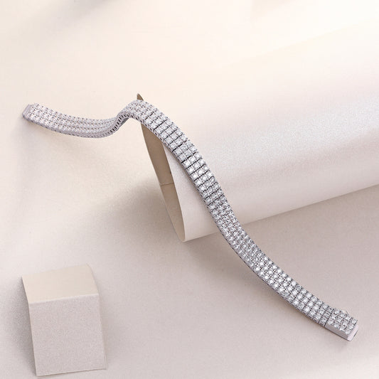 Three-Row Moissanite Tennis Bracelet in 925 Sterling Silver