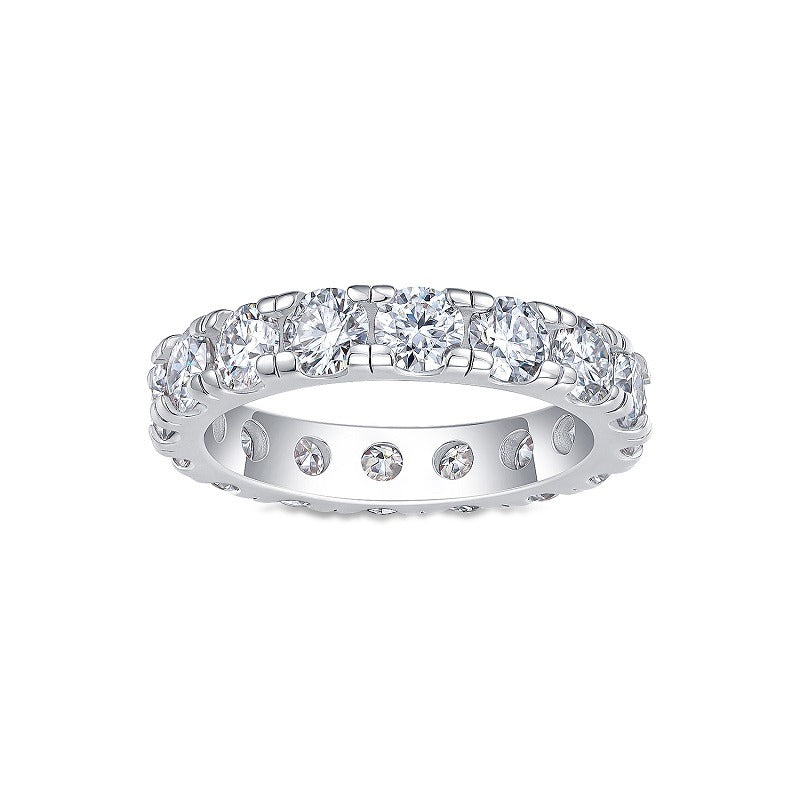 Round Moissanite Bold Shared-Prong Eternity Band in 925 Silver