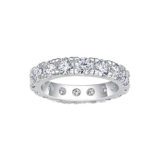 Round Moissanite Bold Shared-Prong Eternity Band in 925 Silver