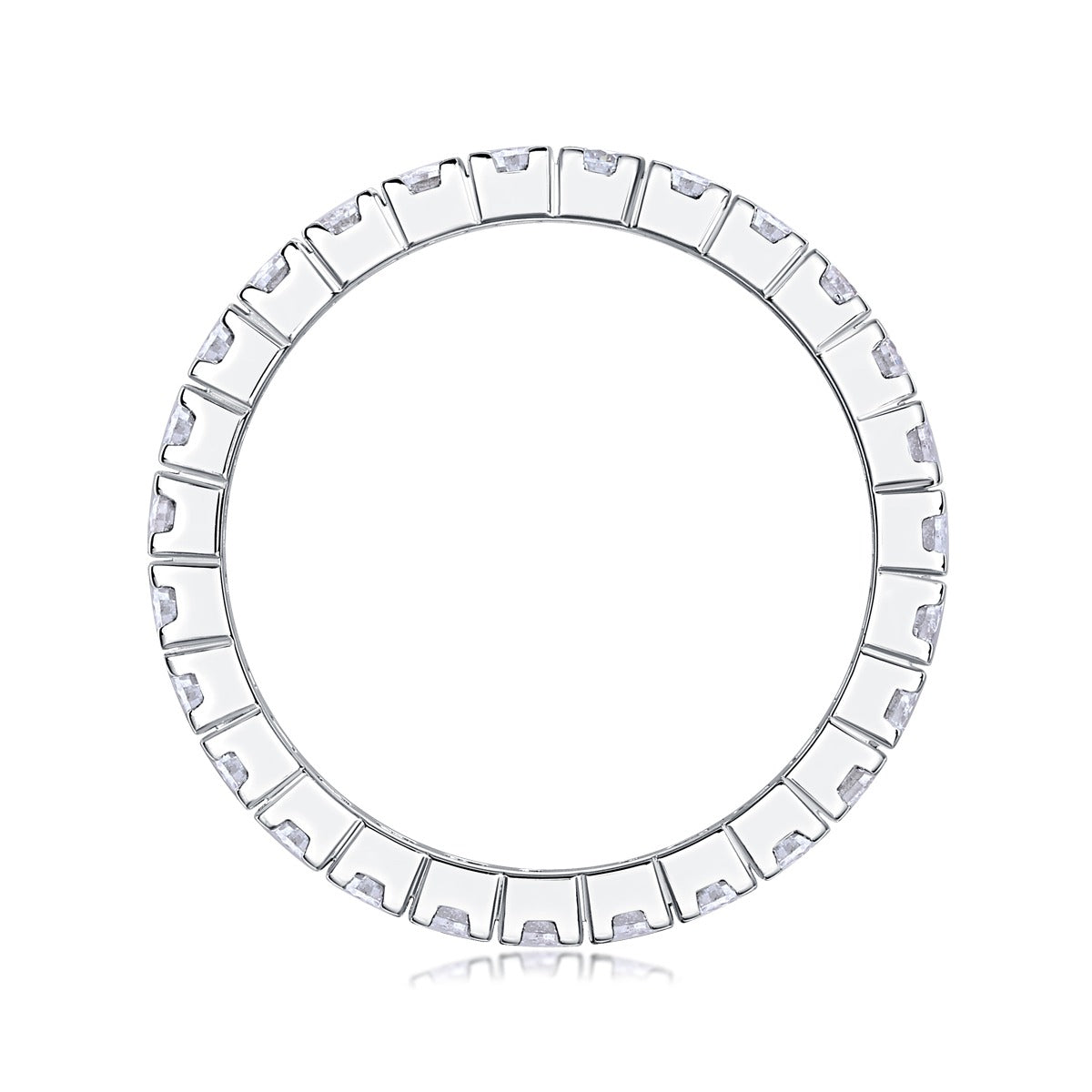 Round Moissanite Double-Row Full Eternity Band in 925 Sterling Silver