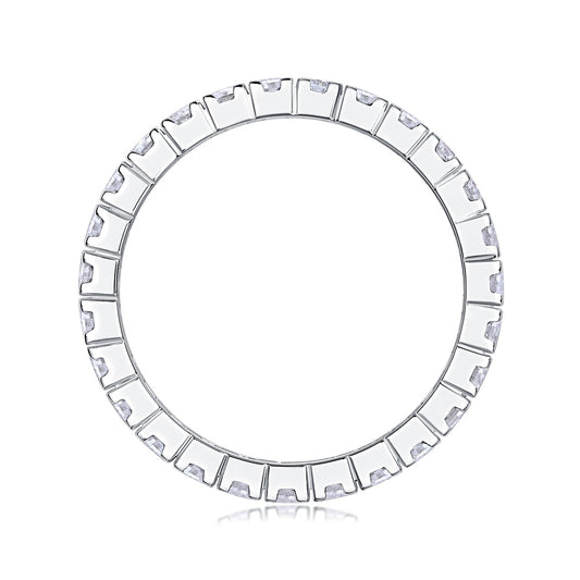 Round Moissanite Double-Row Full Eternity Band in 925 Sterling Silver