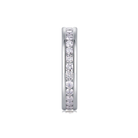 Round Moissanite Channel-Set Eternity Band in 925 Sterling Silver