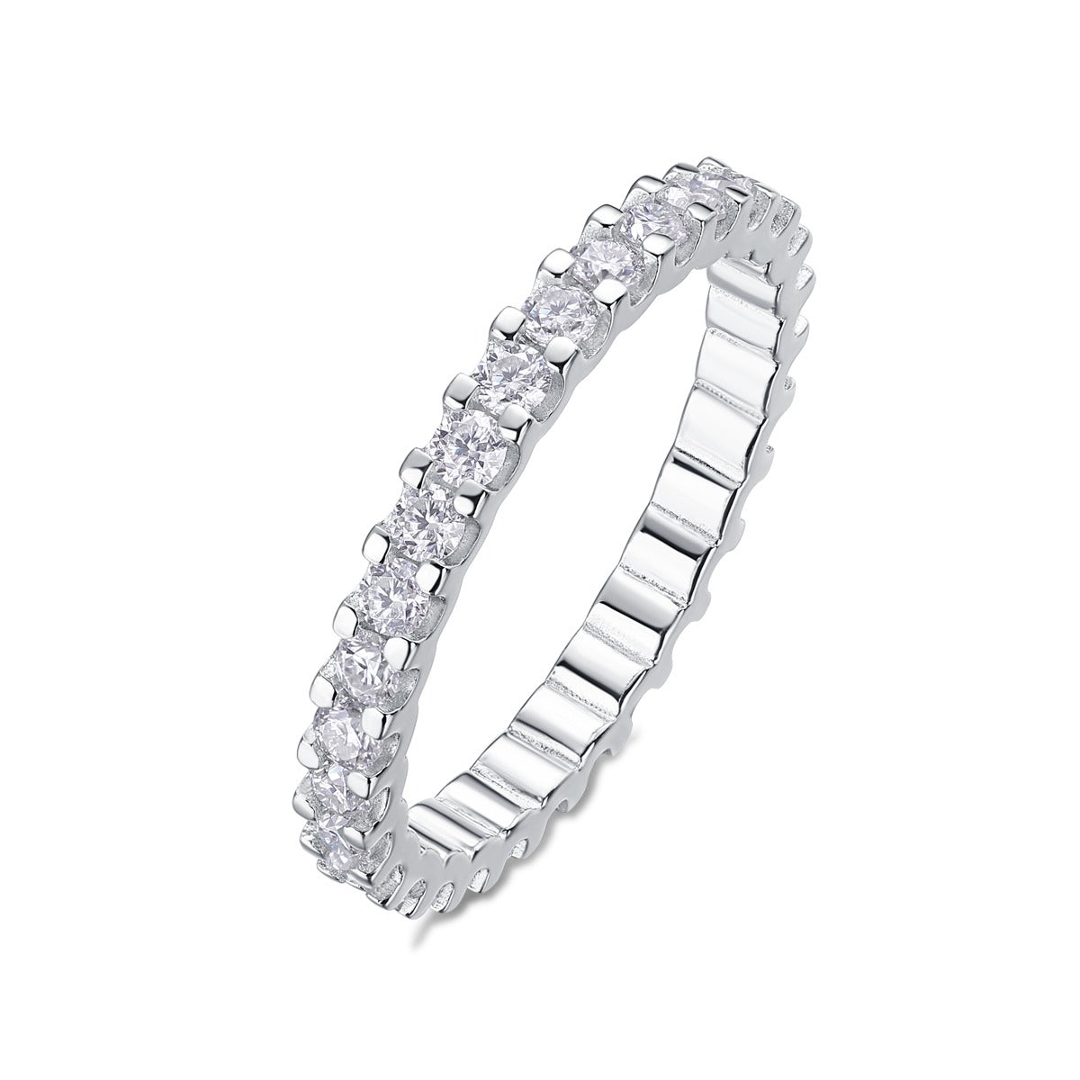 Round Moissanite U-Prong Full Eternity Band in 925 Sterling Silver
