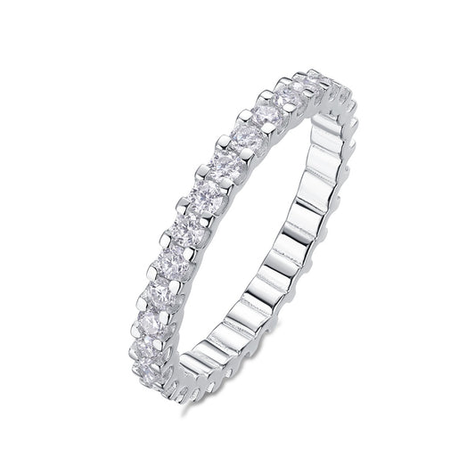 Round Moissanite U-Prong Full Eternity Band in 925 Sterling Silver