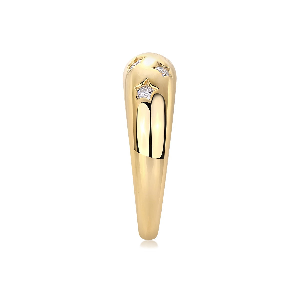 Moissanite Star-Set Dome Ring in Gold-Plated 925 Silver