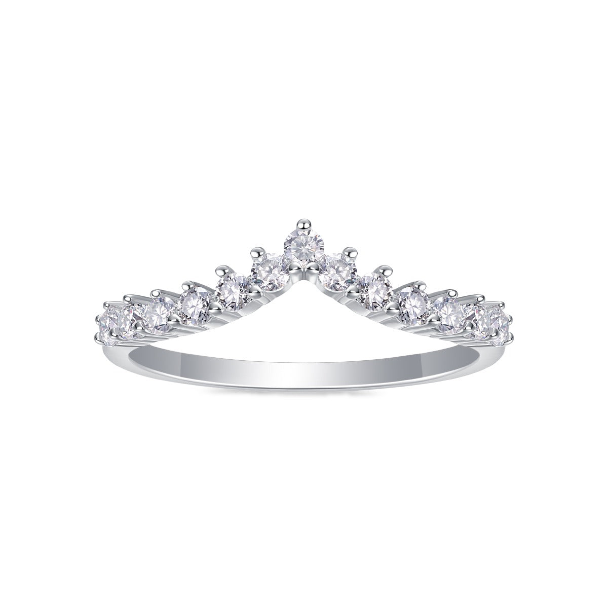 Moissanite Curved Chevron Stacking Band in 925 Sterling Silver