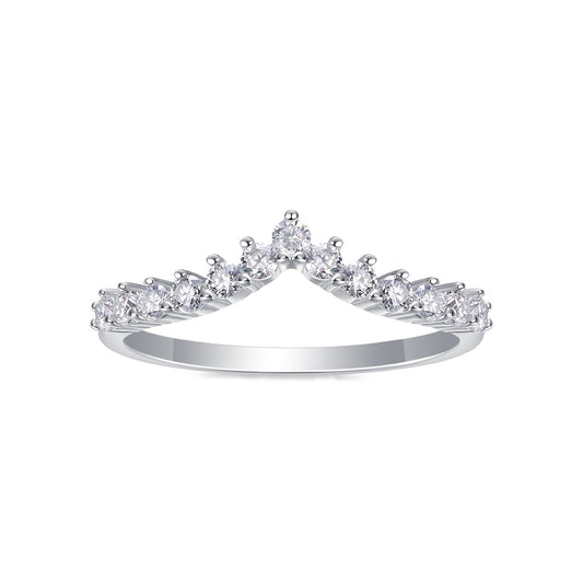 Moissanite Curved Chevron Stacking Band in 925 Sterling Silver