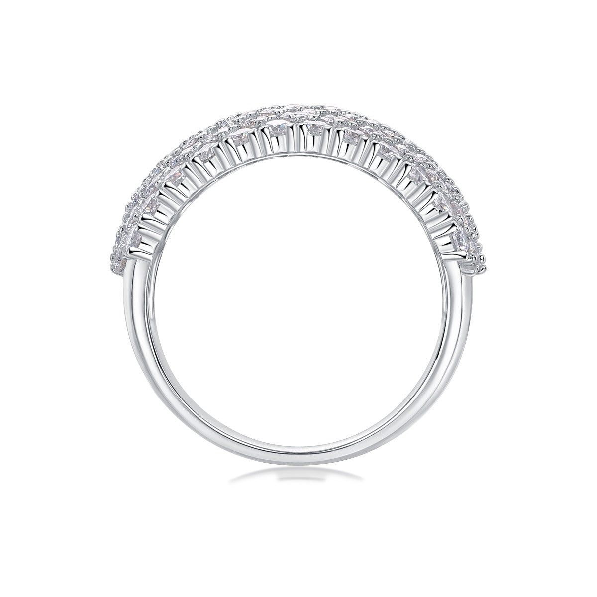 Wide Moissanite Pave Statement Band in 925 Sterling Silver