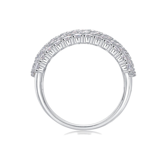 Wide Moissanite Pave Statement Band in 925 Sterling Silver