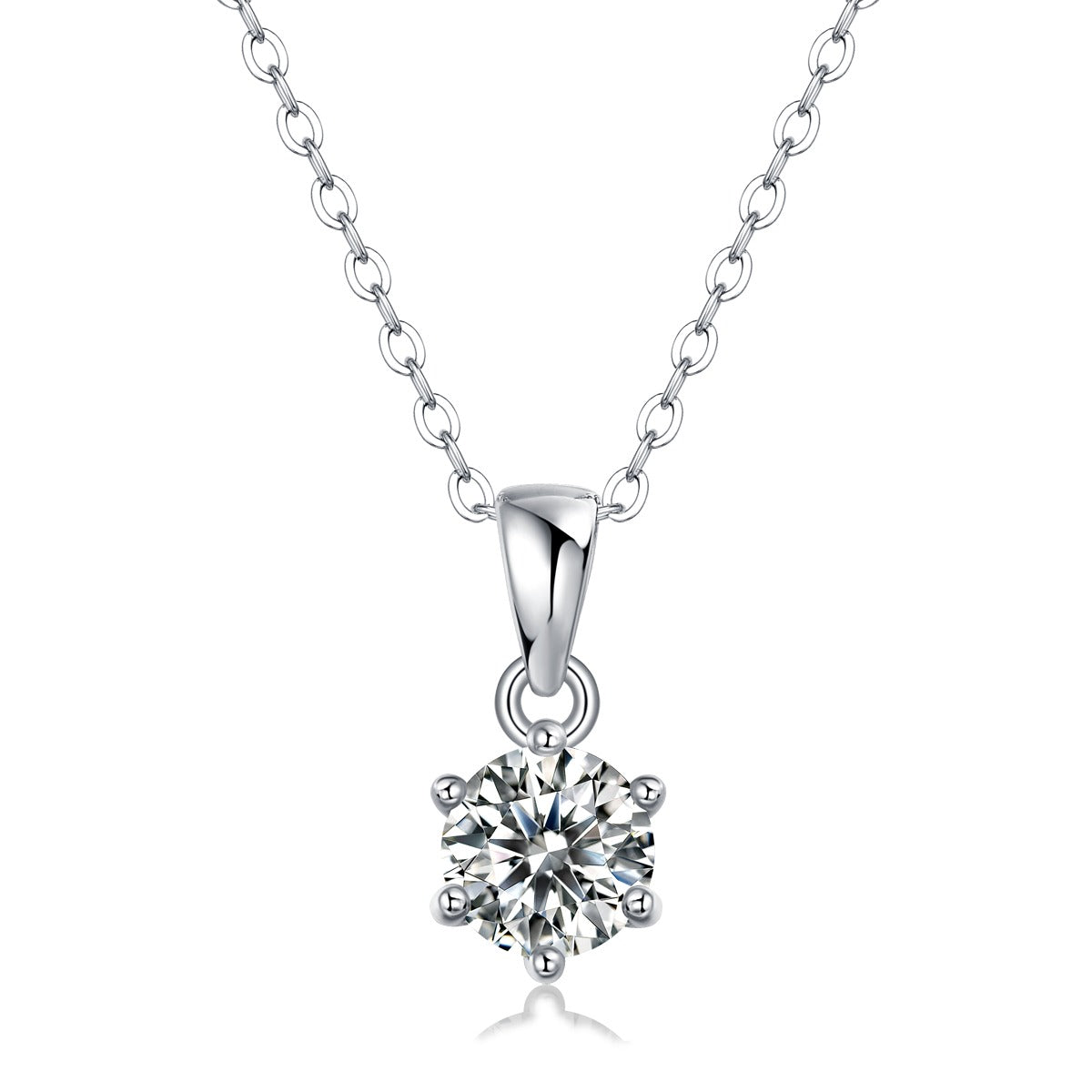Round Moissanite Solitaire Drop Pendant Necklace in 925 Sterling Silver