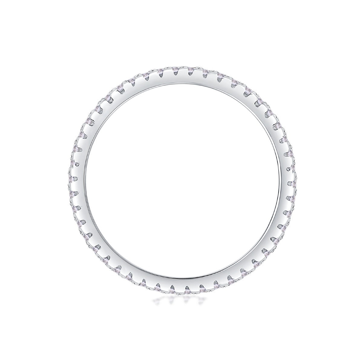 Baguette and Round Moissanite Three-Row Eternity Band in 925 Silver