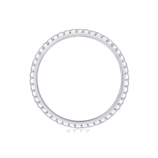 Baguette and Round Moissanite Three-Row Eternity Band in 925 Silver