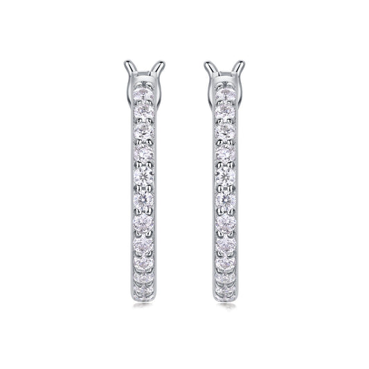 Moissanite Inside-Out Pave Oval Hoop Earrings in 925 Sterling Silver