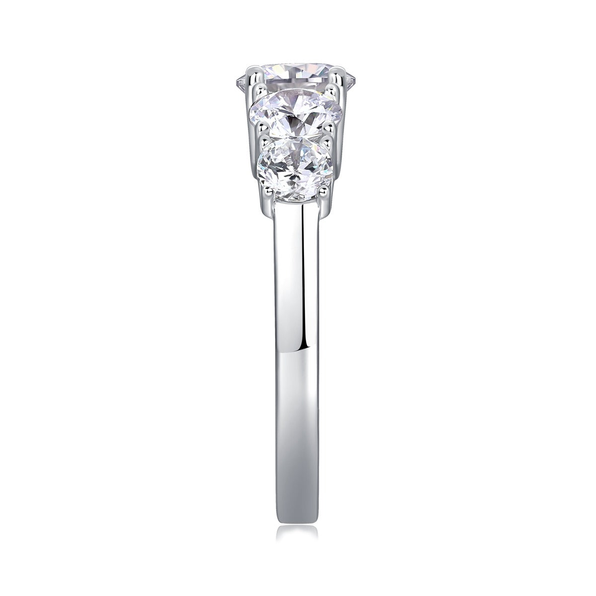 Round Moissanite Graduated Five-Stone Ring in 925 Sterling Silver