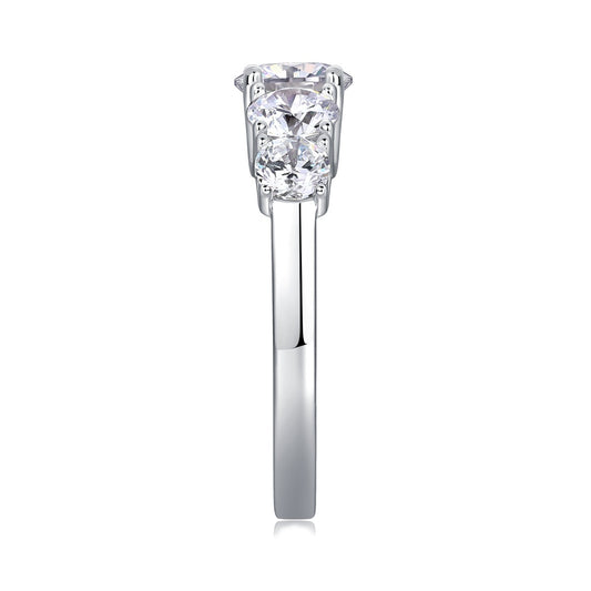 Round Moissanite Graduated Five-Stone Ring in 925 Sterling Silver