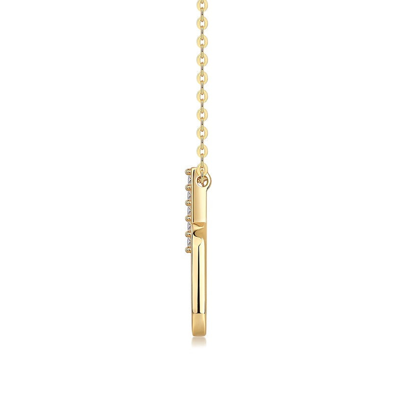 Moissanite Pave Bail Paperclip Link Pendant in Gold-Plated 925 Silver
