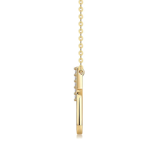 Moissanite Pave Bail Paperclip Link Pendant in Gold-Plated 925 Silver