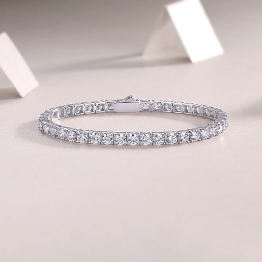 Round Moissanite Tennis Bracelet (0.3 ct Stones) in 925 Sterling Silver