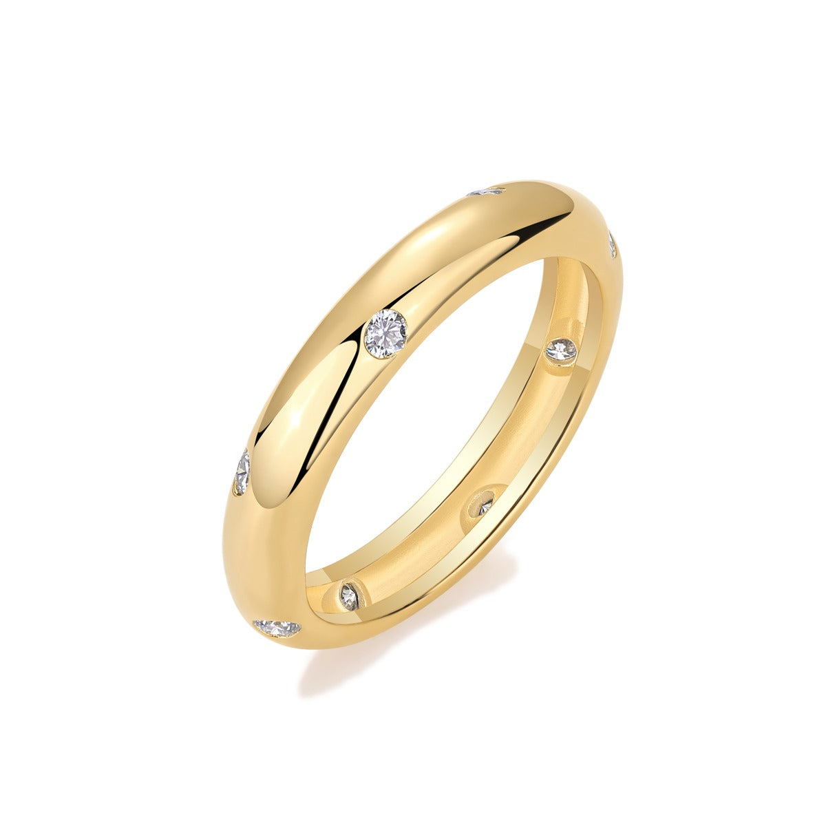 Moissanite Flush-Set Dome Band in Gold-Plated 925 Silver