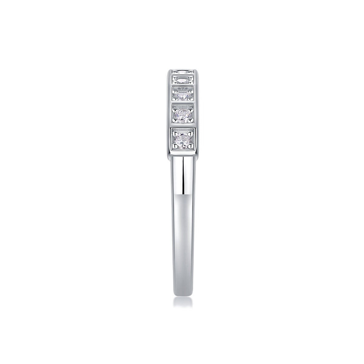 Moissanite Square-Frame Pave Band in 925 Sterling Silver