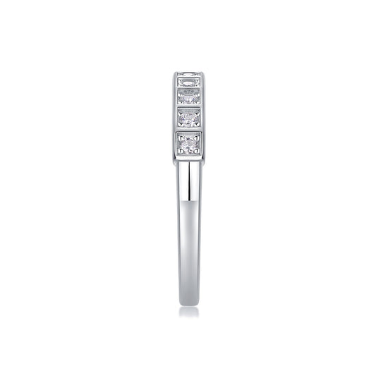 Moissanite Square-Frame Pave Band in 925 Sterling Silver