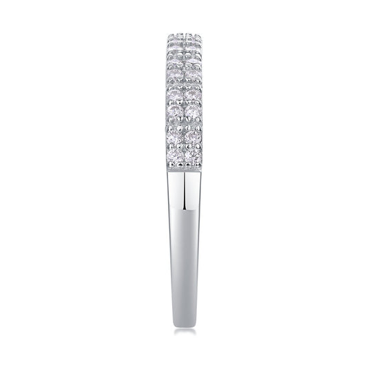 Moissanite Segmented Half-Eternity Band in 925 Sterling Silver