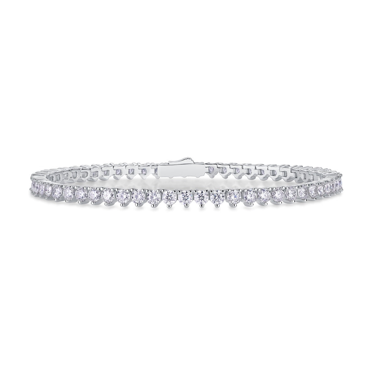 Round Moissanite Tennis Bracelet (0.1 ct Stones) in 925 Sterling Silver