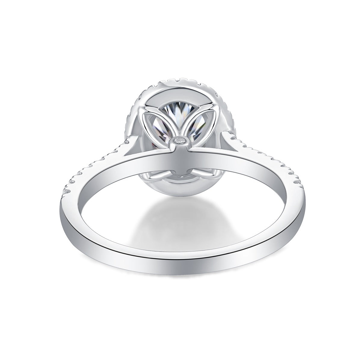 Oval Moissanite Halo Engagement Ring in 925 Sterling Silver