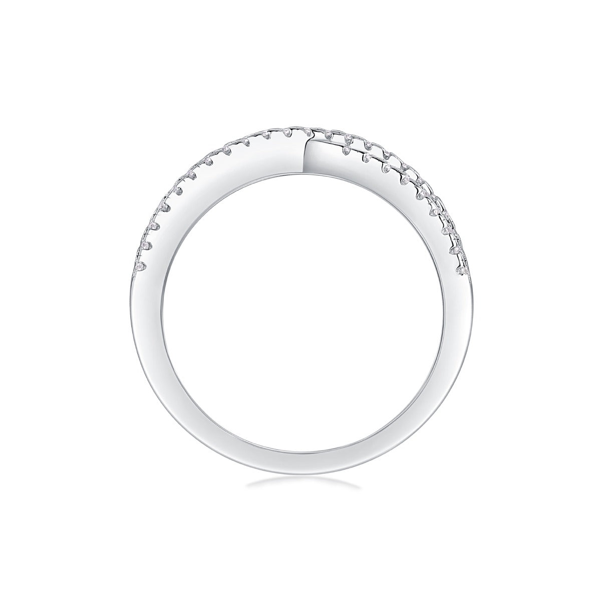 Moissanite Pave Criss-Cross X Ring in 925 Sterling Silver